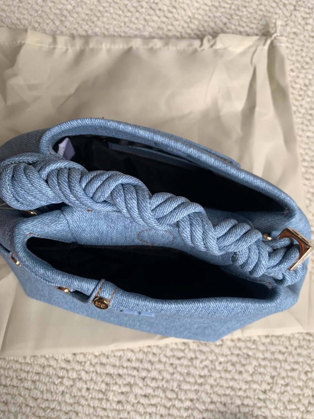 GANNI Small Denim Bou Bag with Twisted Handle - Picture 8 of 9